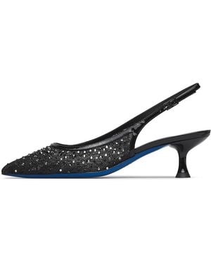 Loriblu Slingpumps Mit Spitze, Schmucksteinen Und Lackleder - Blau