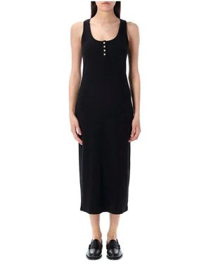 Anine Bing Schwarzes Tank Midi Kleid Geripptes Design