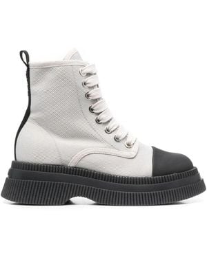Ganni Lace-Up Boots - Grey