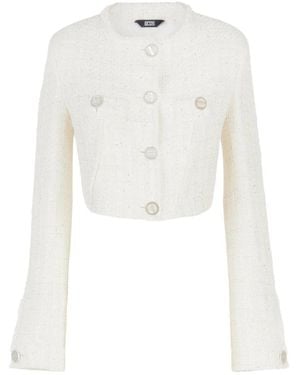 Gcds Cropped Tweed Jacket - Weiß