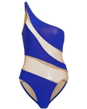 Norma Kamali Blauer High-Cut Badeanzug