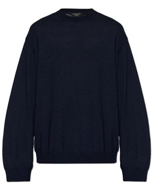 Balenciaga Rundhals-Wollpullover - Blau