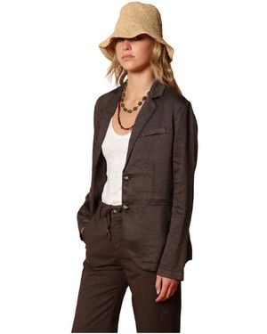 Mason's Eleganter Leinen Baumwoll Blazer Dunkelbraun