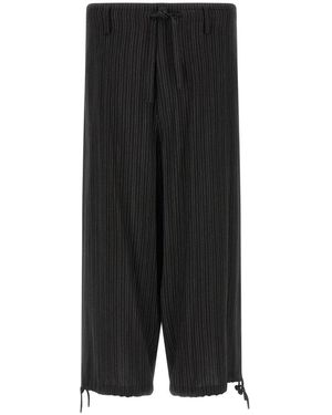 Yohji Yamamoto Broeken ,Zwart ,Pinstriped Cropped Broeken