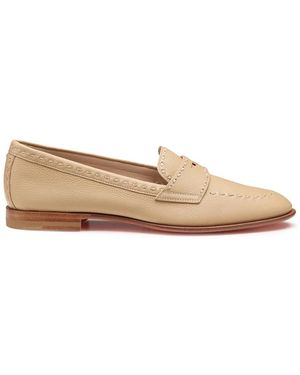 Santoni Leren Penny Loafer - Naturel