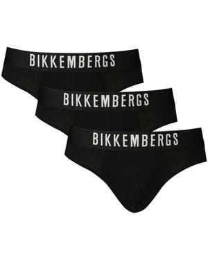 Bikkembergs Zwart Katoenen Ondergoed, 3-Pack, Elastische Tailleband