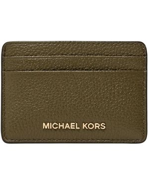Michael Kors Kartenetui Aus Genarbtem Leder - Grün