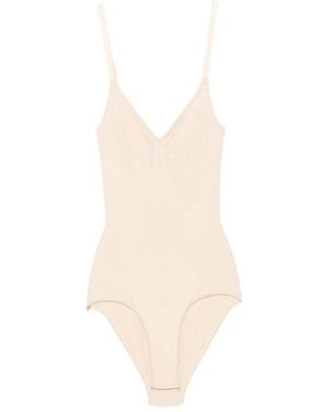 Skims Tops ,Nylon Seamless Sculpt Brief Bodysuit - Naturel
