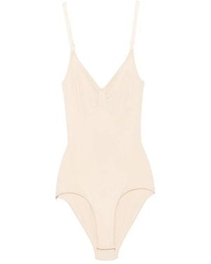 Skims Tops ,Nylon Seamless Sculpt Brief Bodysuit - Naturel