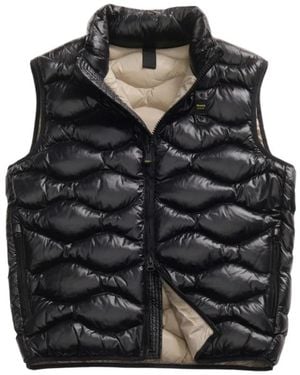 Blauer Geruit Patroon Waterafstotende Jas Zwart