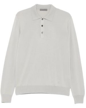 Corneliani Woll Polo Shirt 3 Knöpfe Italien - Grau
