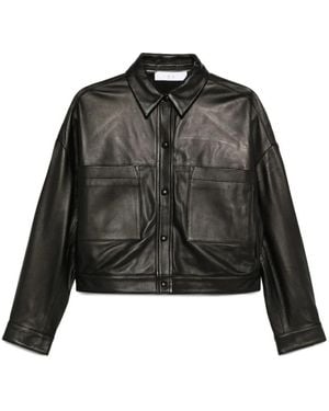 IRO Zwarte Leren Knoopshirt