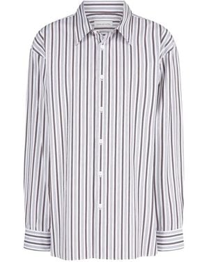 Dries Van Noten Overhemden ,Wit ,Katoen Croom Shirt - Blauw
