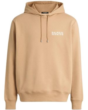 Balmain Hoodies & Sweatvesten ,Katoen Mirror Hoodie - Naturel