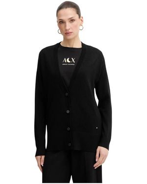 ARMANI EXCHANGE Oversized Wollmischungs-Strickjacke - Schwarz