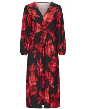 Ichi Midi Dresses - Rouge