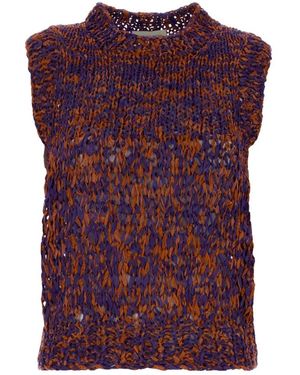 Dries Van Noten Truien & Vesten ,Veelkleurig ,Katoen Tamou Vest - Paars