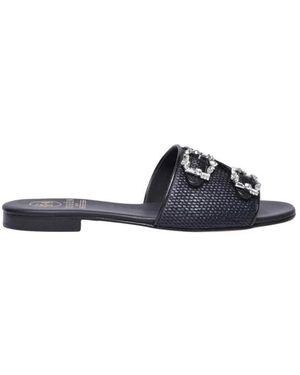 Edhen Milano Schoenen ,Zwart ,Leer Ciabattina - Blauw