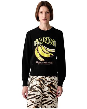 Ganni Sweater Met Banaan - Zwart