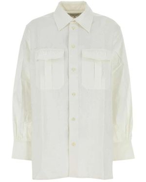 Marine Serre Overhemden ,Wit ,Katoen Upcycled Household Linen Twin Pocket Shirt