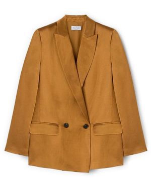 mötivi Jassen ,Geel ,Polyester Double-Breasted Structured Jacket - Bruin