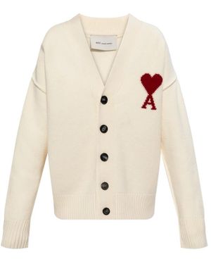 Ami Paris Truien & Vesten ,Wol Wollen Cardigan - Wit