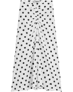 Fiorucci Rokken ,Wit ,Polyester Polka Dot Gathered Midi Skirt
