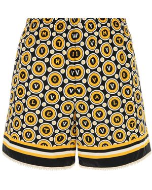 Valentino Garavani Badmode ,Veelkleurig ,Katoen Bedrukte Poplin Bermuda Shorts - Geel