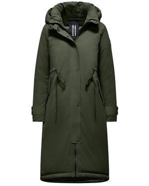 Bomboogie Lange Parka Met Capuchon En Taille Met Trekkoord - Groen