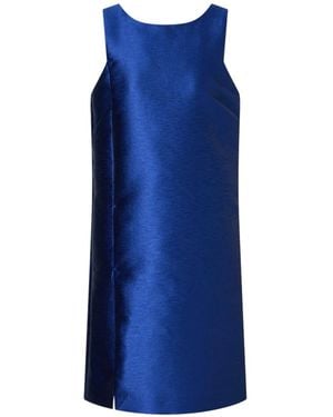 Emporio Armani Georgette Rundhalsausschnitt Ärmelloses Kleid - Blau