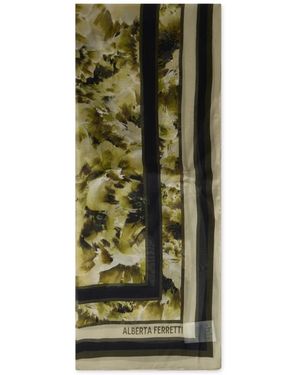 Alberta Ferretti Floral Silk Scarf - Grün