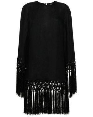 ‎Taller Marmo Kleedjes ,Zwart ,Asymmetrische Jurk Met Franjes