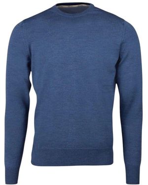 Stenströms Blauer Merinowoll-Crew-Neck-Pullover