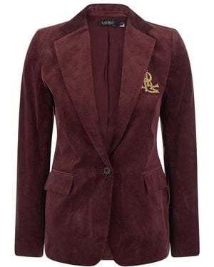 Ralph Lauren Jassen ,Rood ,Leer 14 Wale Cord Blazer - Paars
