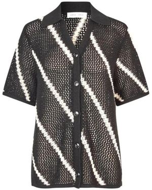 Samsøe & Samsøe Gestreifte Oversized Strickjacke - Schwarz