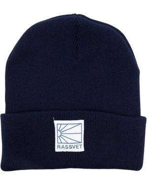 Rassvet (PACCBET) Logo tag beanie mütze,logo tag beanie mütze mit gesticktem logo - Blau