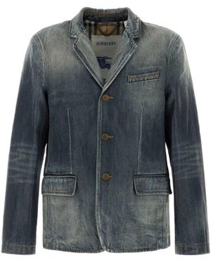 Burberry Coated-Denim Tailored Jacket - Grijs
