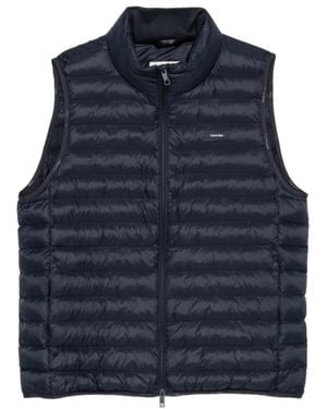 Calvin Klein Jassen ,Blauw ,Gewatteerd Vest Met Logopatch