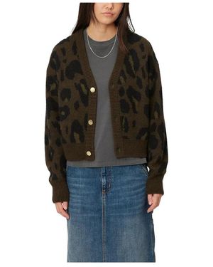 Carhartt Truien & Vesten ,Groen ,Wol Camo Leo Jacquard Cardigan Tamarind - Zwart