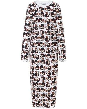 Moschino Kleedjes ,Veelkleurig ,Katoen Mafalda Heavyweight Katoenen Jurk - Wit