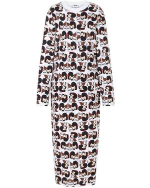 Moschino Kleedjes ,Veelkleurig ,Katoen Mafalda Heavyweight Katoenen Jurk - Wit