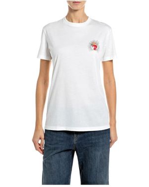 Replay Regular Fit T-Shirt - Weiß
