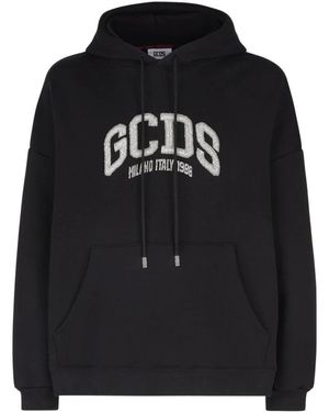 Gcds Hoodies & Sweatvesten ,Zwart ,Katoen Logo Lounge Hoodie