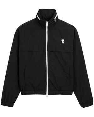 Ami Paris Fitness ,Zwart ,Katoen Embossed Ami De Coeur Windbreaker