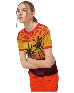 Desigual Truien & Vesten ,Veelkleurig ,Polyester Dubai Sweater - Oranje