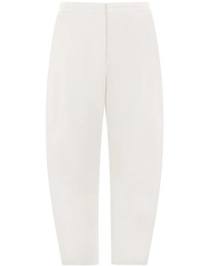 Jil Sander Pantalone baggy-fit in cotone bianco con ricamo js+