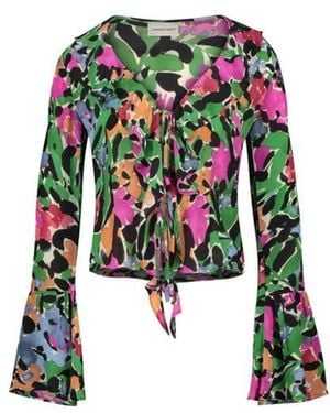FABIENNE CHAPOT Bluse mit blumenmuster und v-ausschnitt - Grün