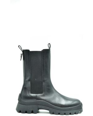 DSquared² Zwarte Leren Instap Ronde Neus Laarzen - Blauw