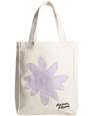 Maison Kitsuné Tassen ,Veelkleurig ,Vanilla Daisy Flower Tote Tas - Wit