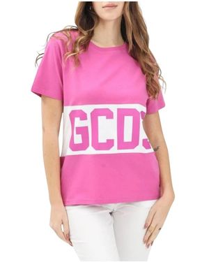 Gcds Band Logo Regular T-Shirt - Roze